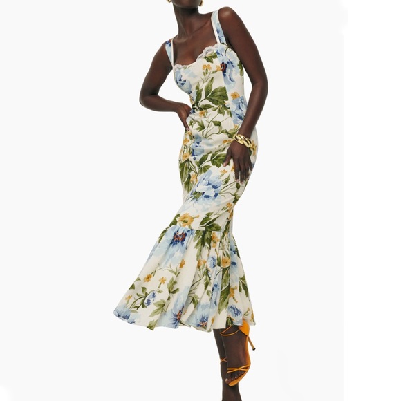 Reformation Floral Maxi Dress - Blue, Green, Orange - Picture 2 of 12